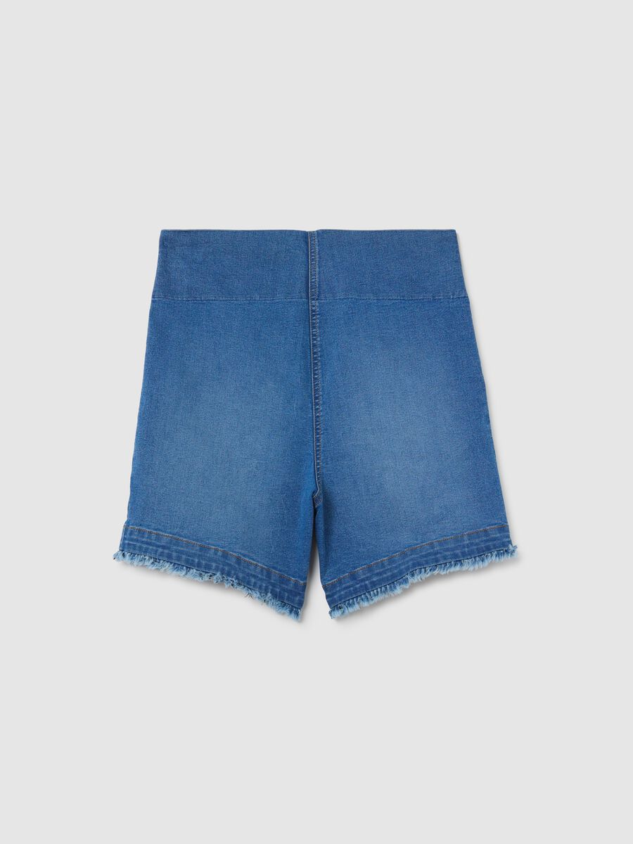 Fringed maternity shorts in denim_1