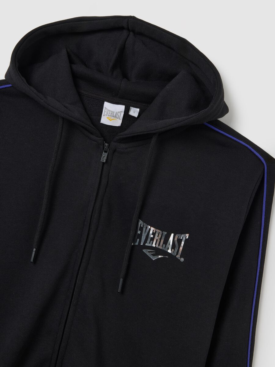 Felpa in misto cotone nera regular fit con cappuccio e zip_5