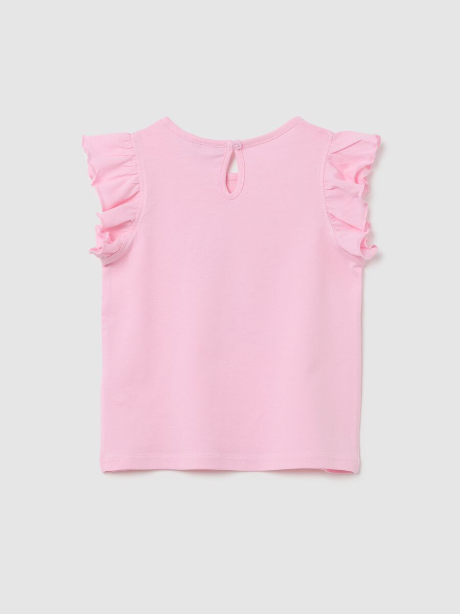 Baby girl pink pure cotton regular fit t-shirt with ruffles_1