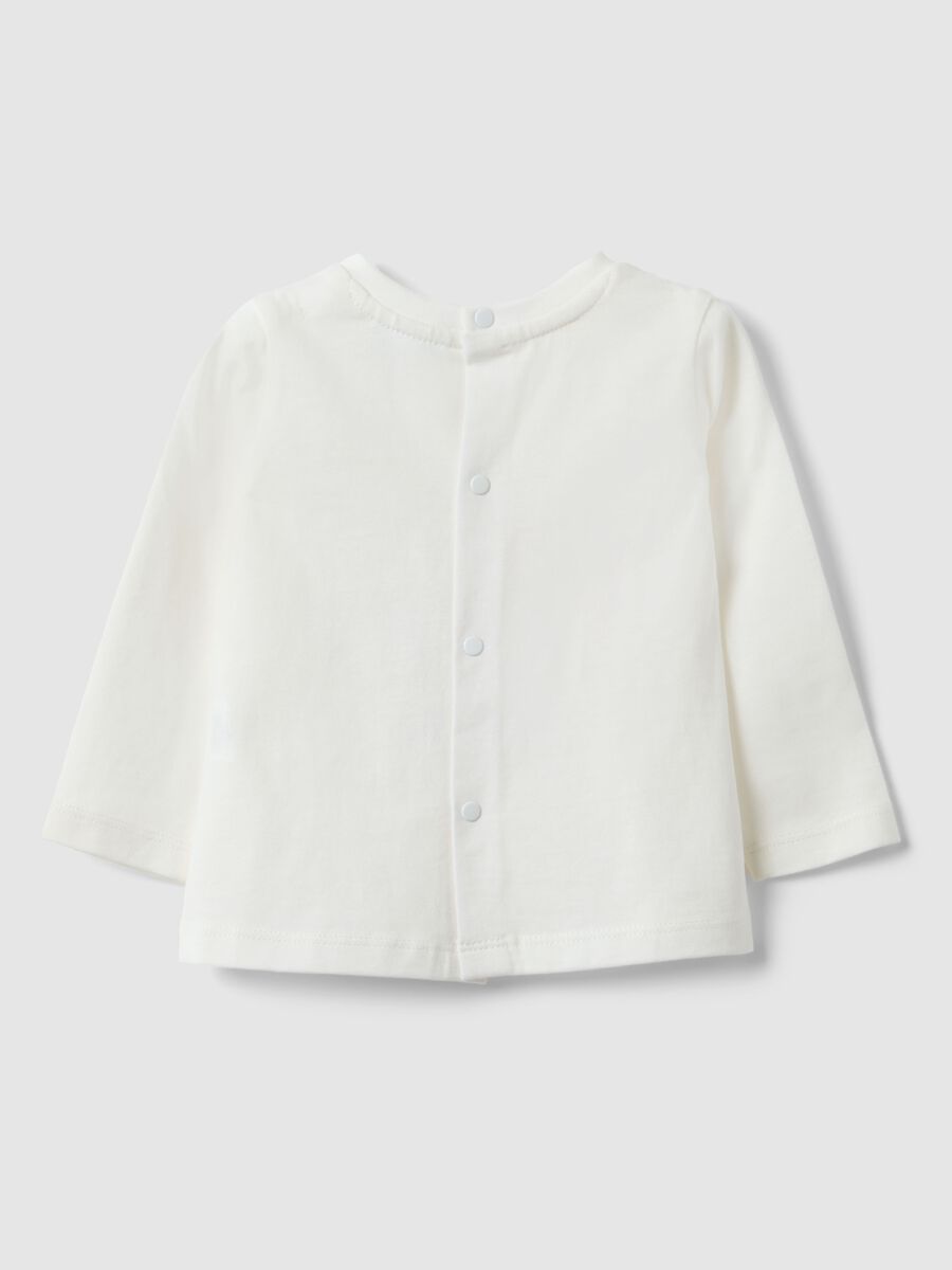 T-shirt bianca in misto cotone da neonato con disegno orsetto regular fit_1