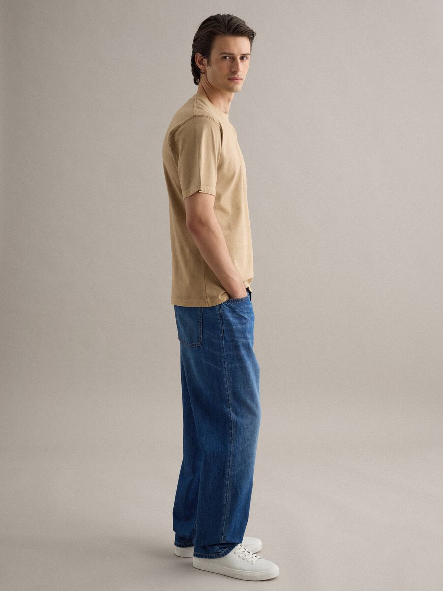 Beige pure cotton T-shirt relaxed fit_1