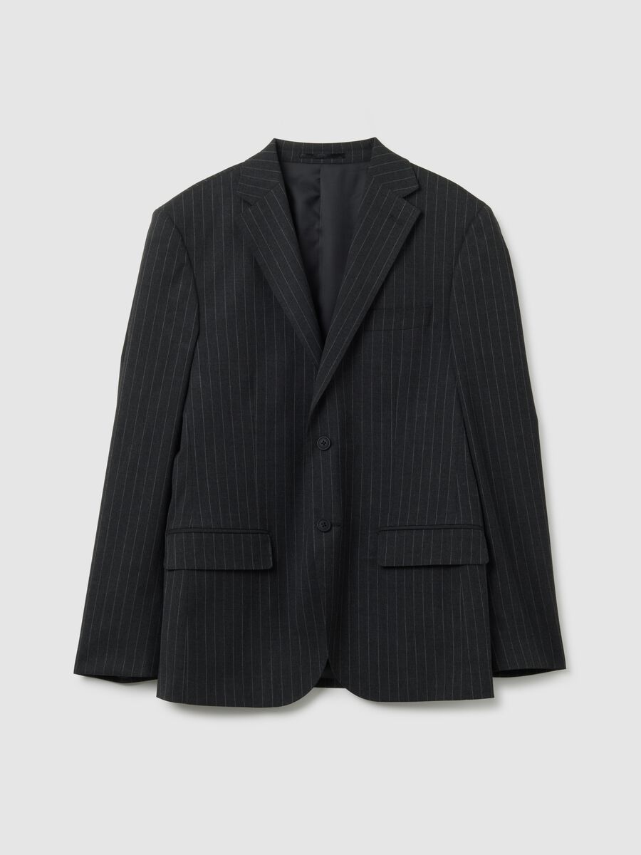 Abito gessato grigio antracite in misto viscosa regular fit_5