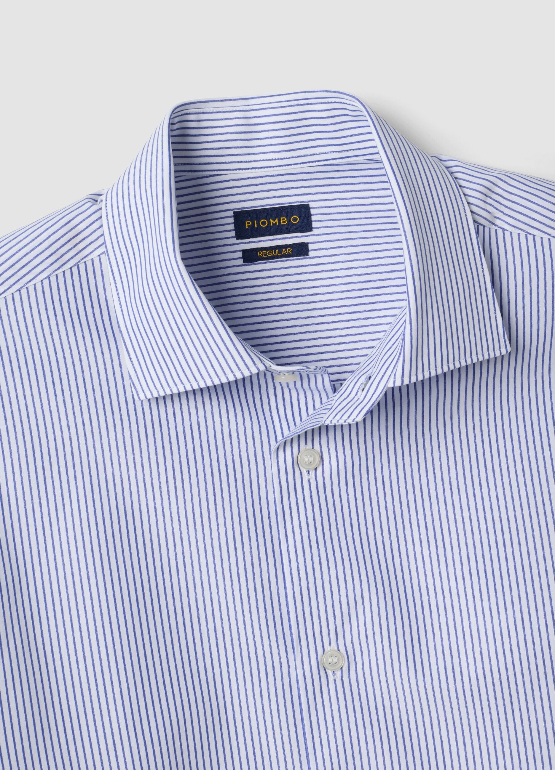 Blue striped pure cotton shirt, regular fit