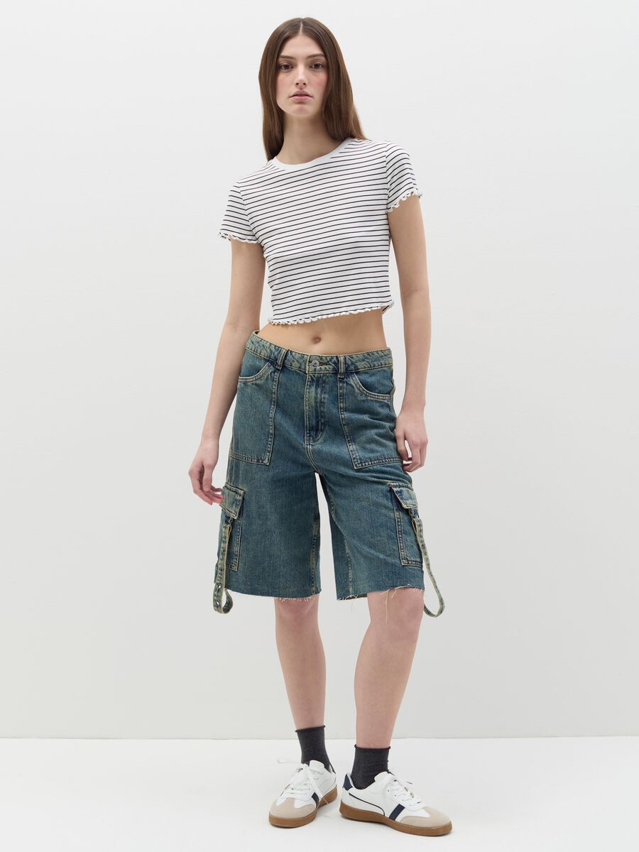 Flat-ribbed T-shirt with wavy edging_1