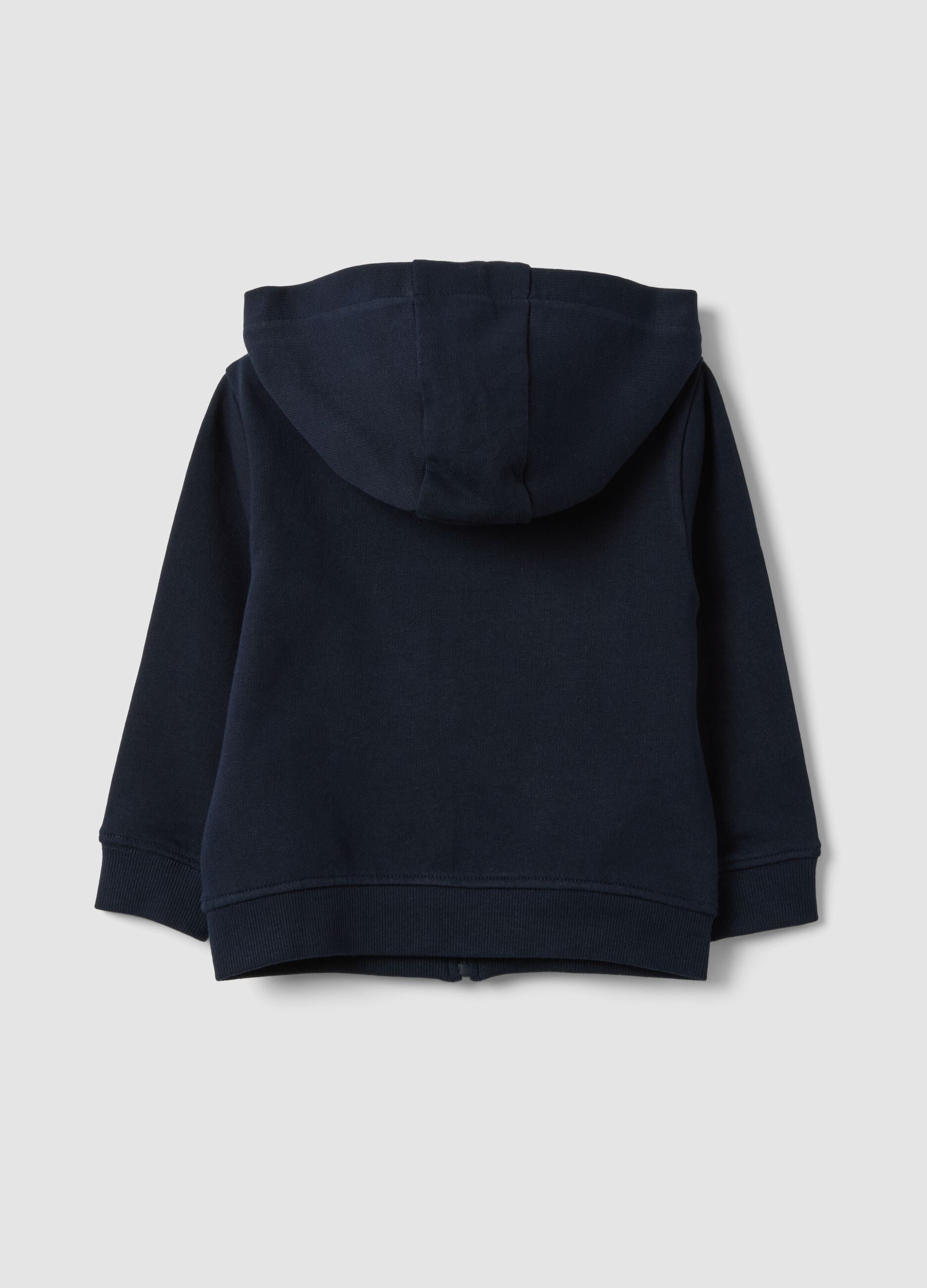 Blue hooded sweatshirt in pure organic cotton, regular fit for baby boy