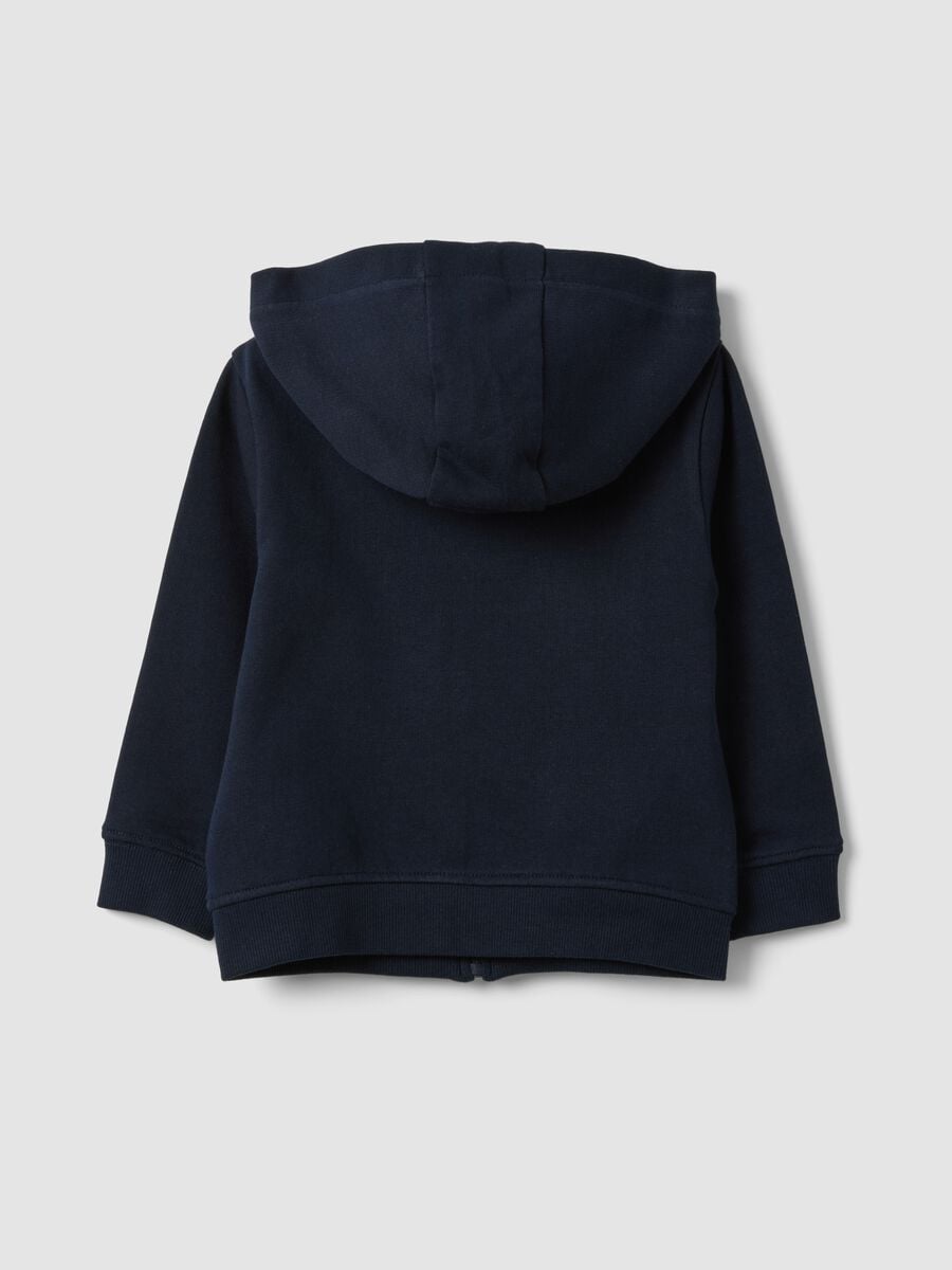 Blue hooded sweatshirt in pure organic cotton, regular fit for baby boy_1
