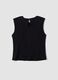 Black sleeveless pleated-texture blouse, regular fit_5