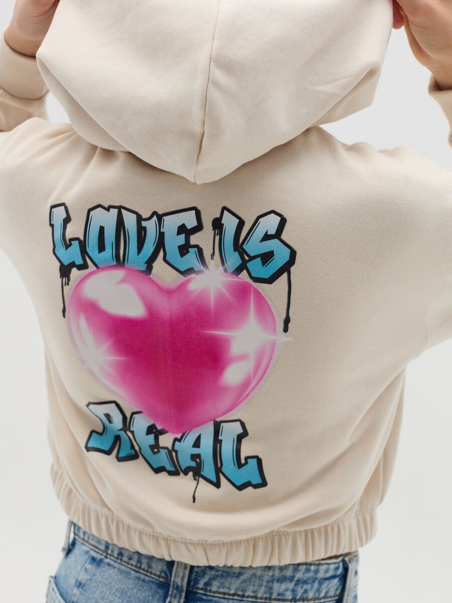 Cropped full-zip sweatshirt with hood and print_2