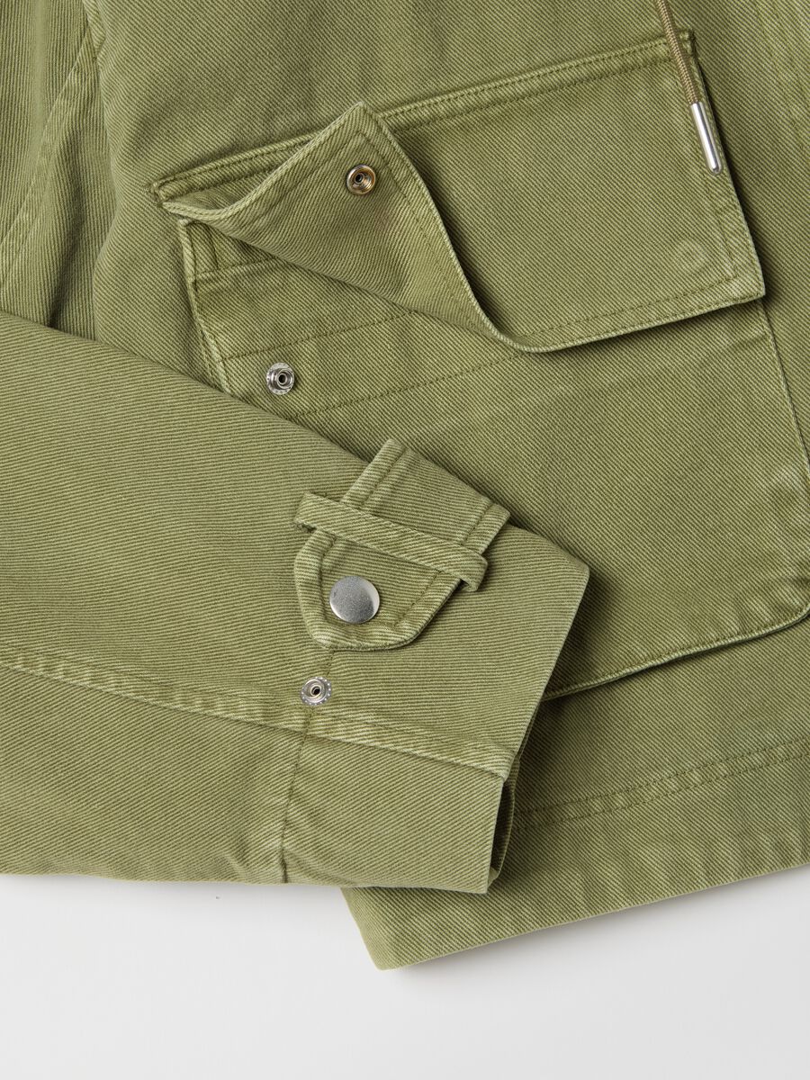 Green shacket in cotton with hood_5