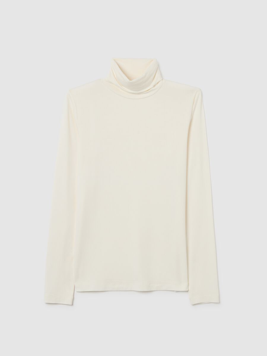 White Regular Fit Turtleneck Sweater_4