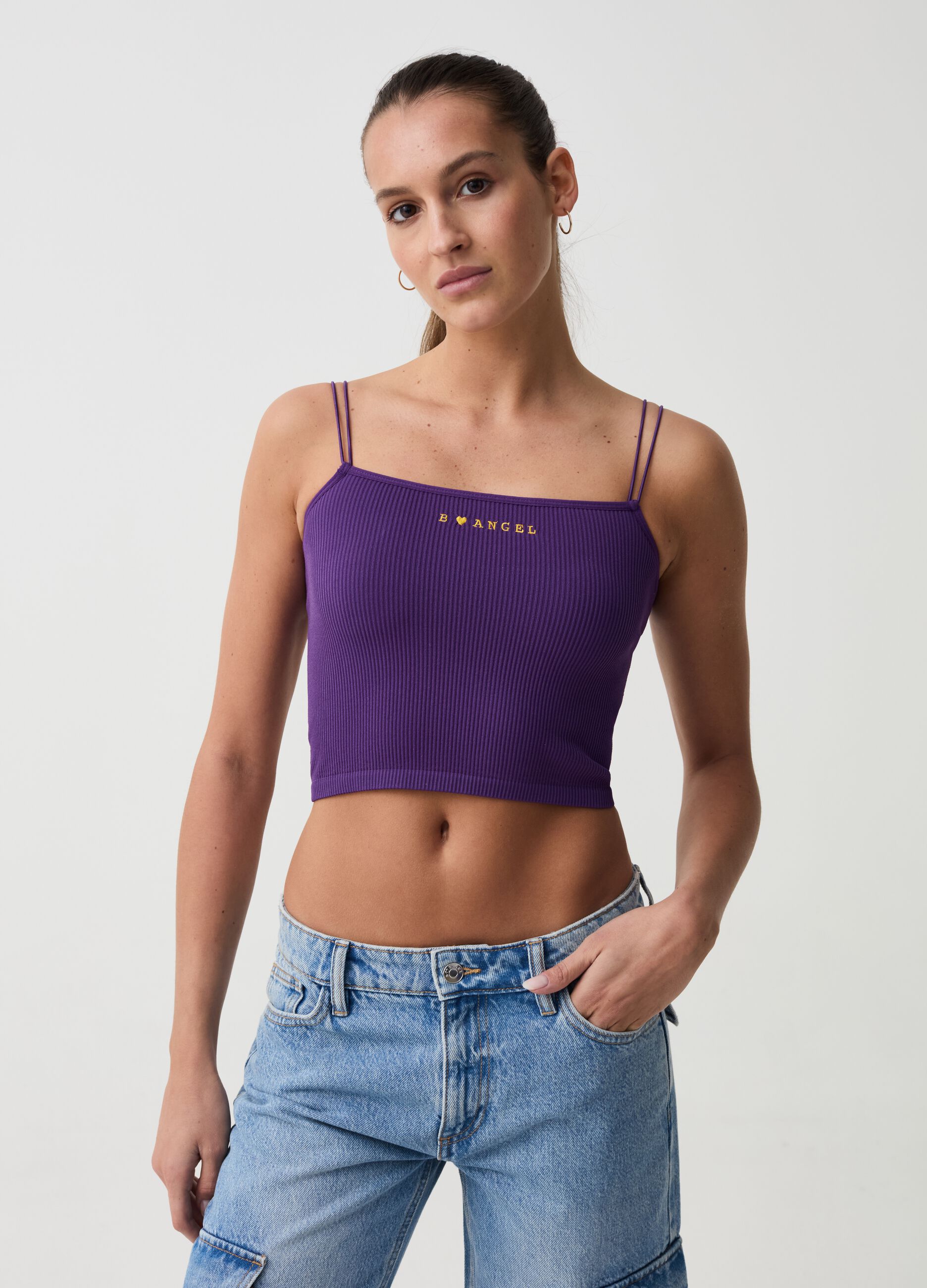 Crop top a costine seamless B.ANGEL X MARE FUORI