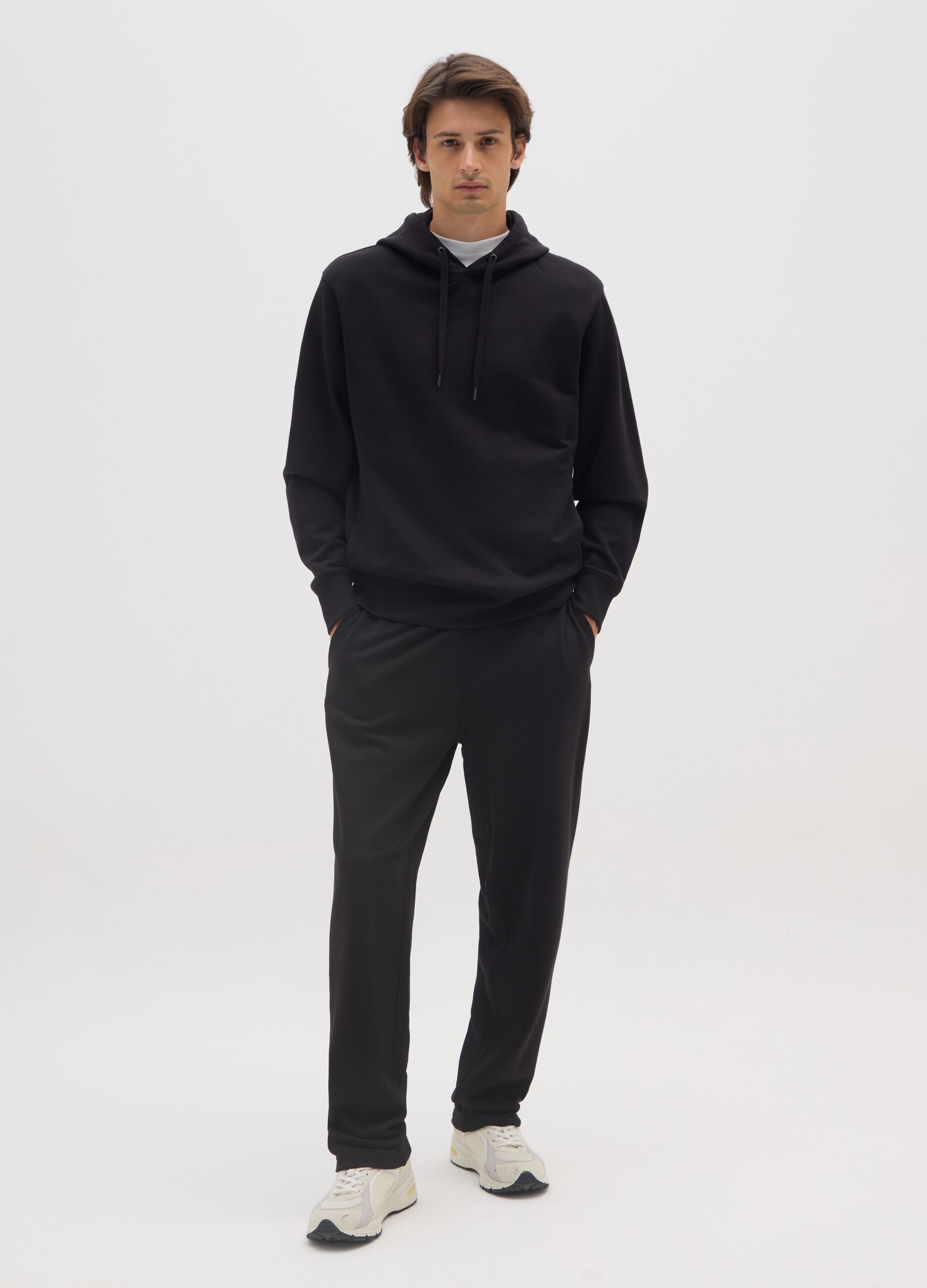 Black pure cotton oversized trousers