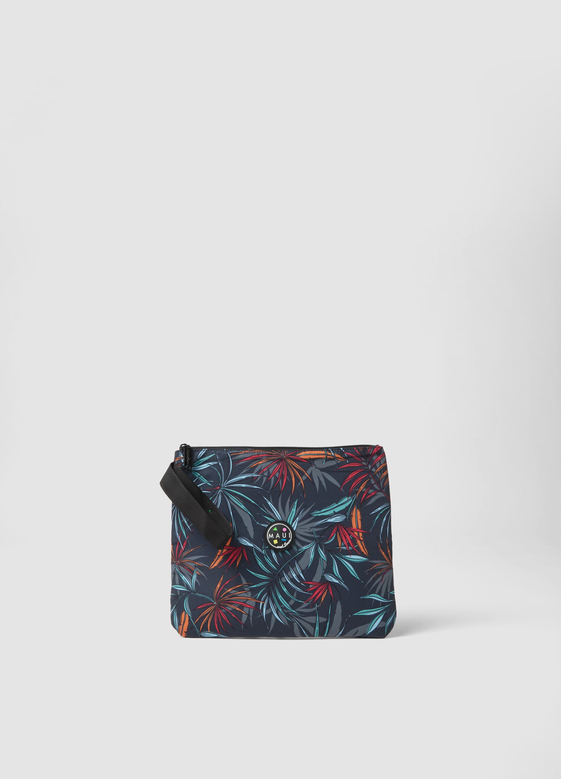 Multicolour tropical-print pouch