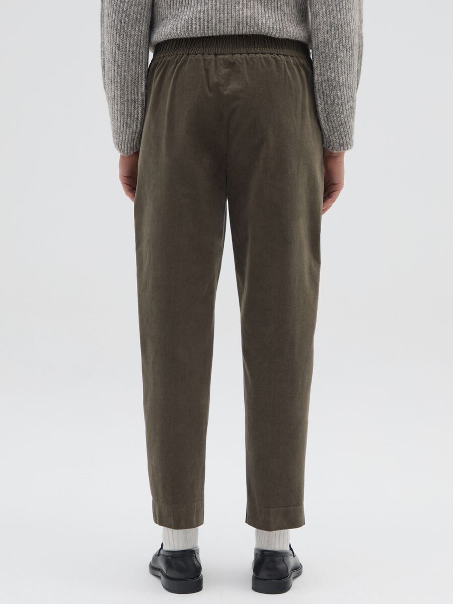 Pantaloni in cotone elasticizzato verdi regular fit_2