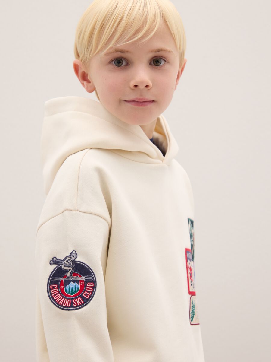 White oversized cotton blend children's hoodie_2