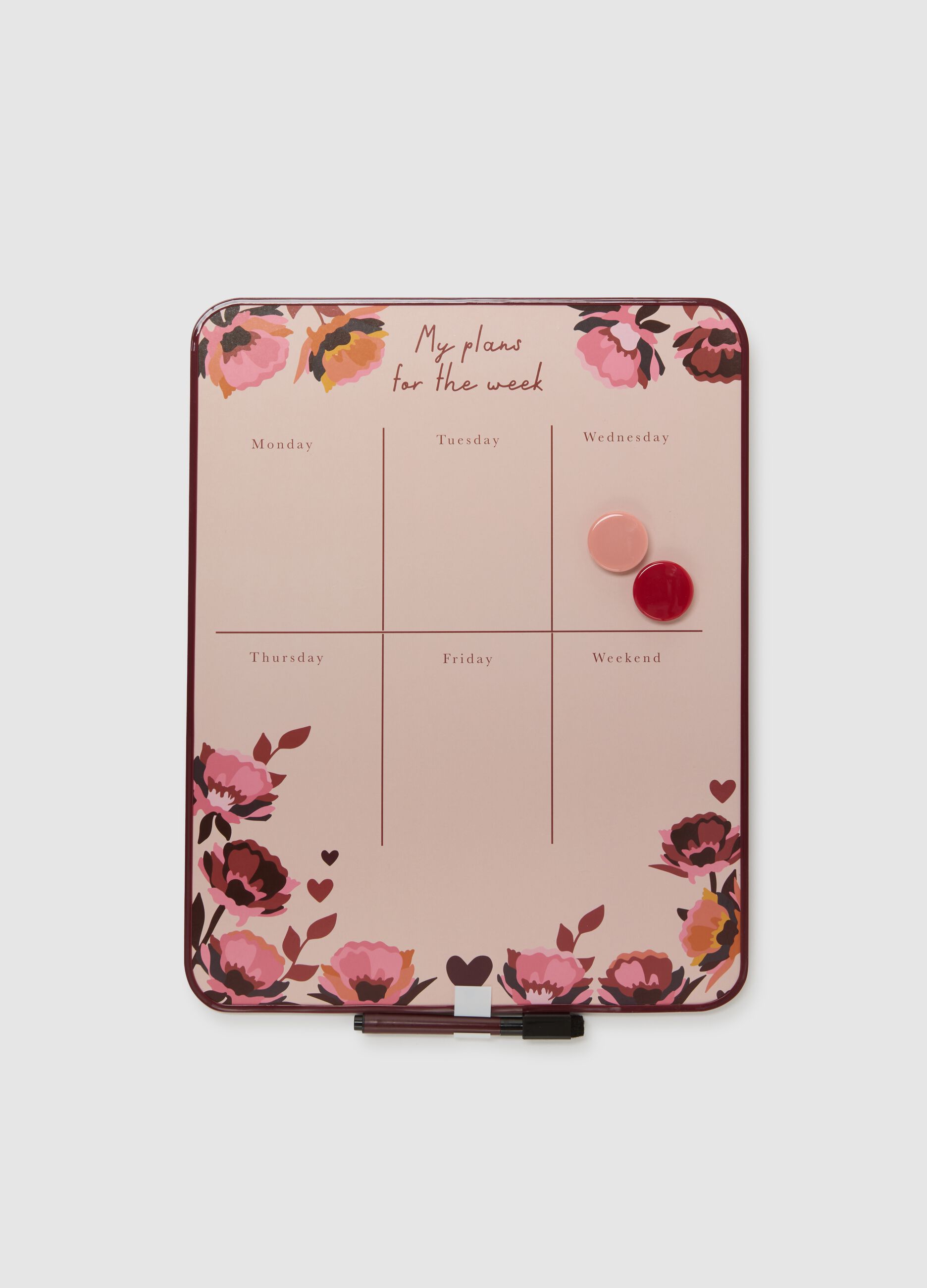Calendario settimanale multicolor con decorazioni