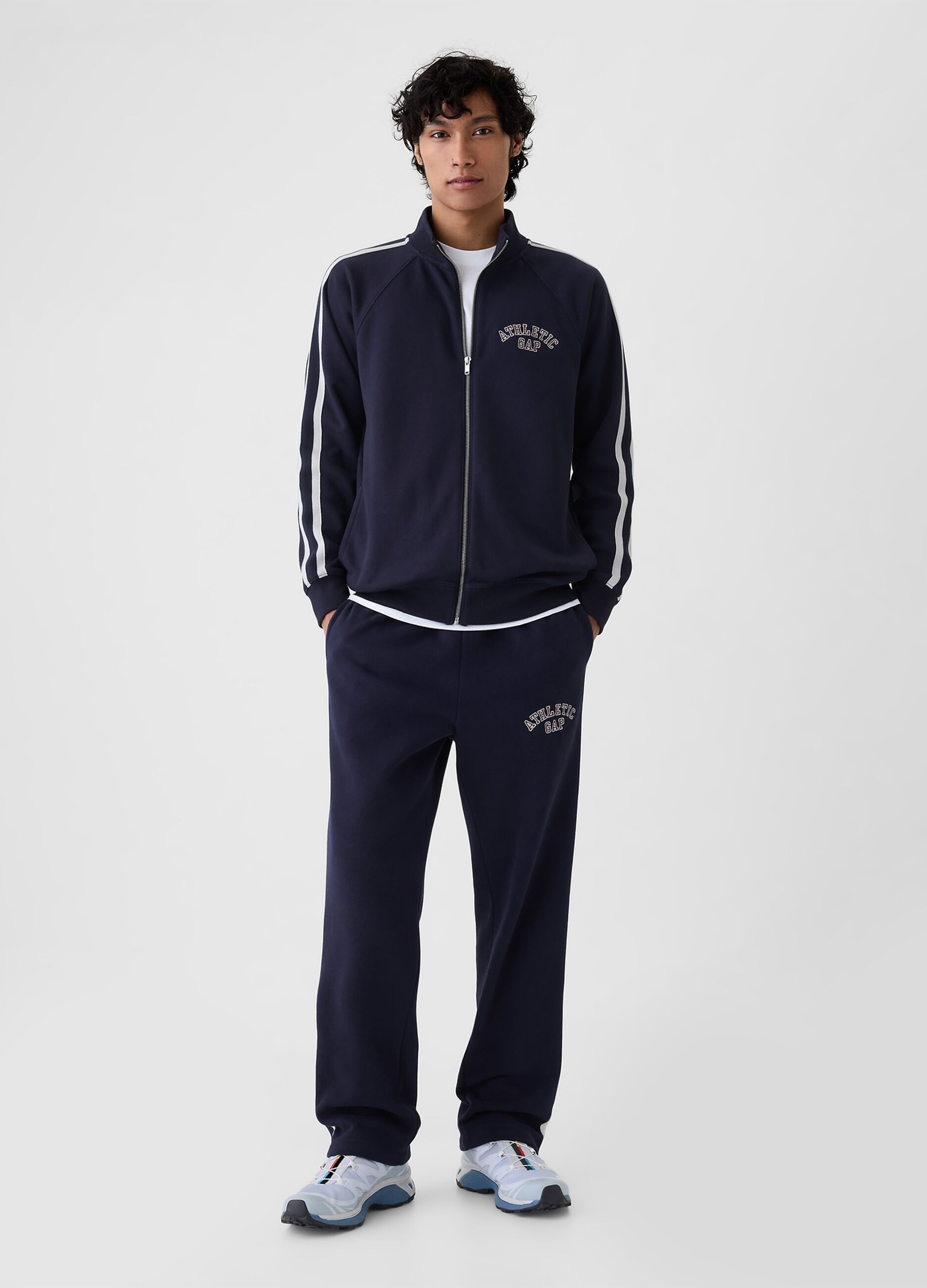 Joggers with striped bands and Athletic logo embroidery
