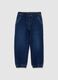Relaxed fit blue cotton blend jog denim for children_0