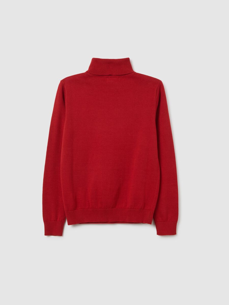 Red high-neck jumper for boys in pure cotton regular fit_1