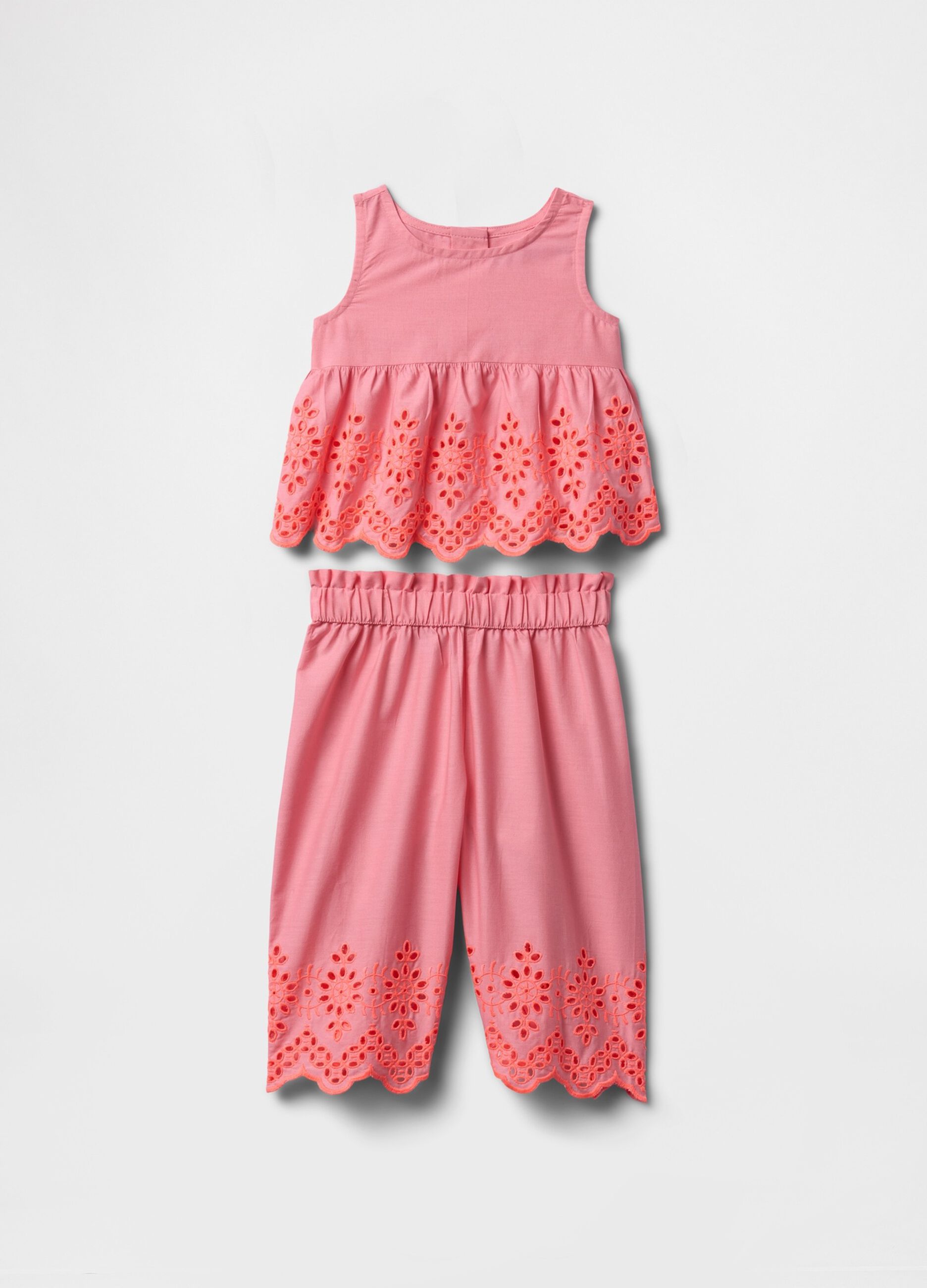 Embroidered Pink Outfit with Ruffles