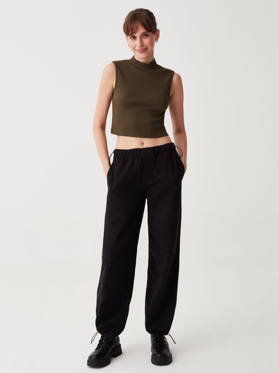 Pantaloni parachute in twill_0
