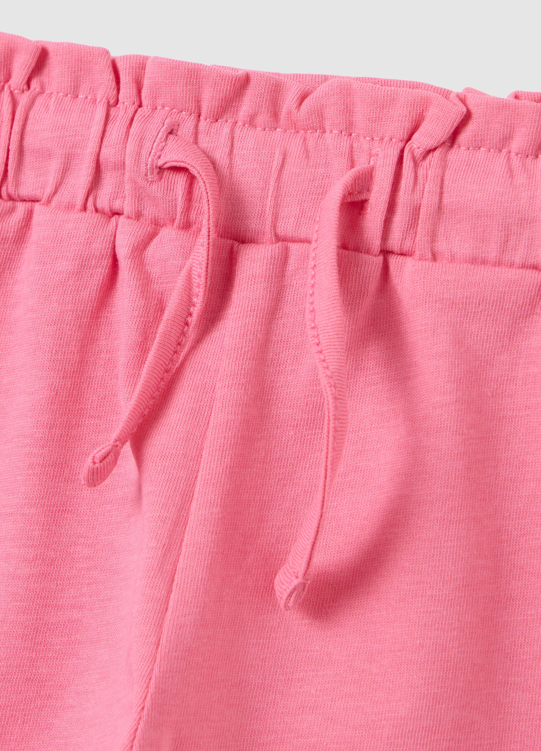 Girls' Summer Set in White and Pink Pure Cotton