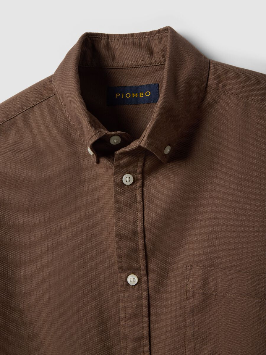 Camicia marrone in puro cotone regular fit_5