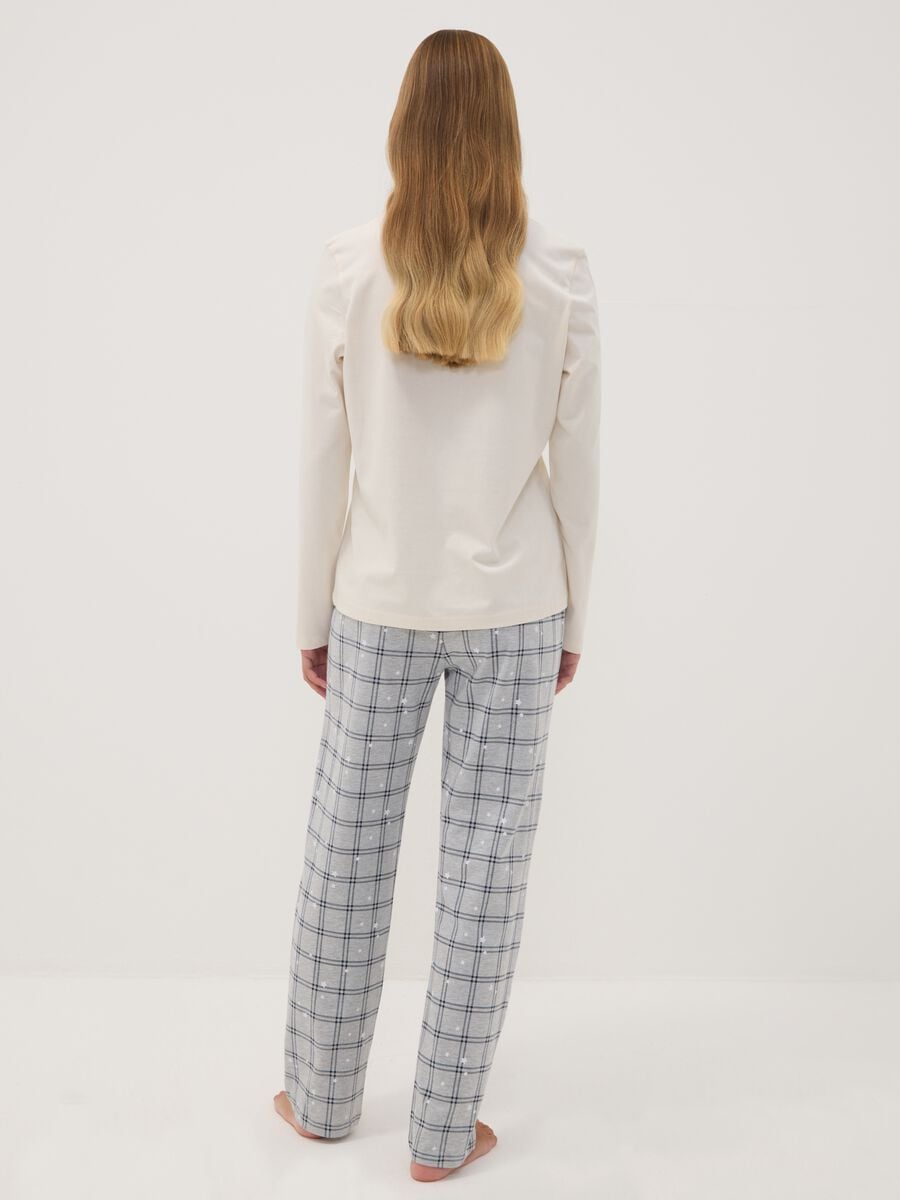 Beige pure organic cotton crew-neck pyjamas_2