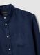 Blue pure linen shirt with band collar, regular fit_5