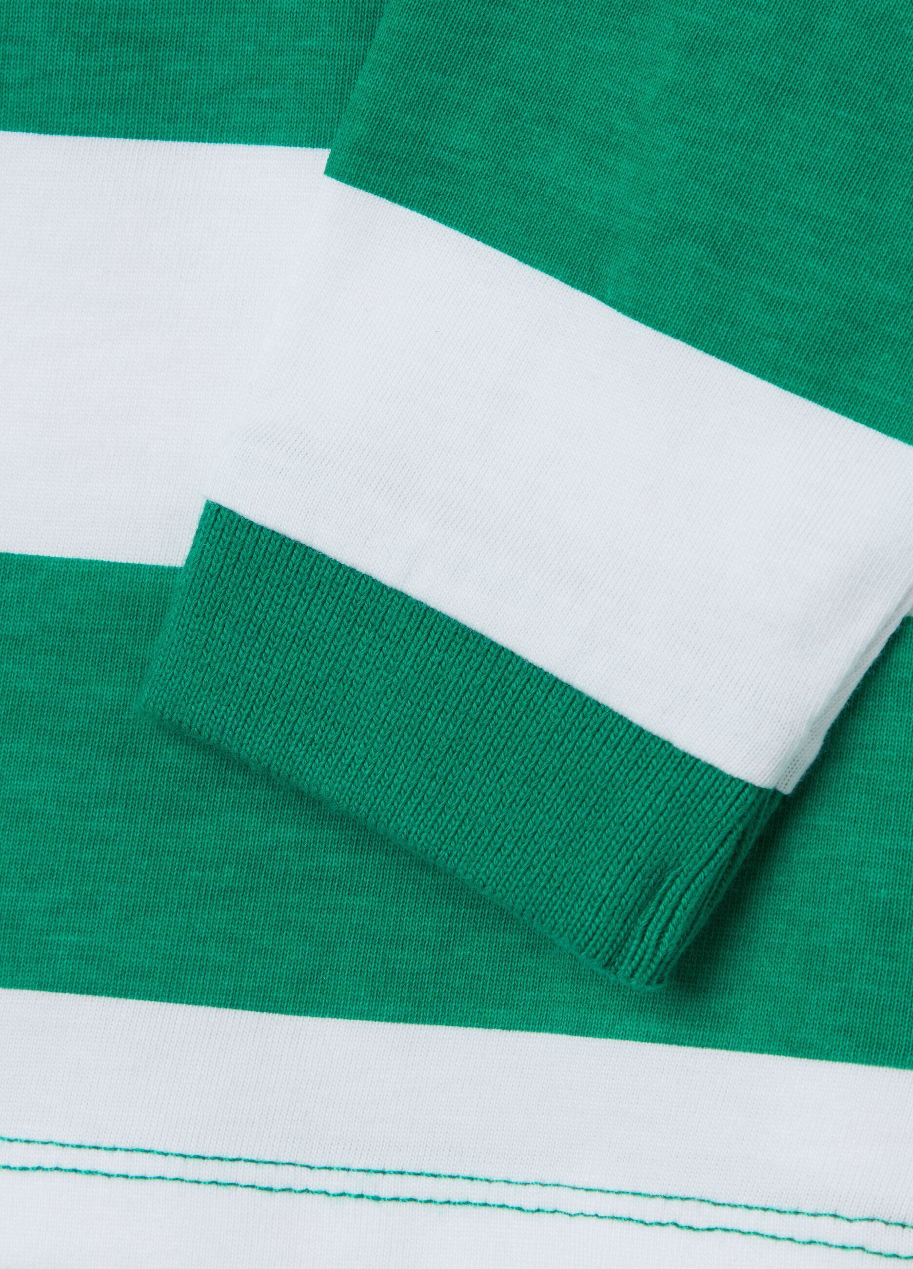 Polo maniche lunghe in cotone a righe 