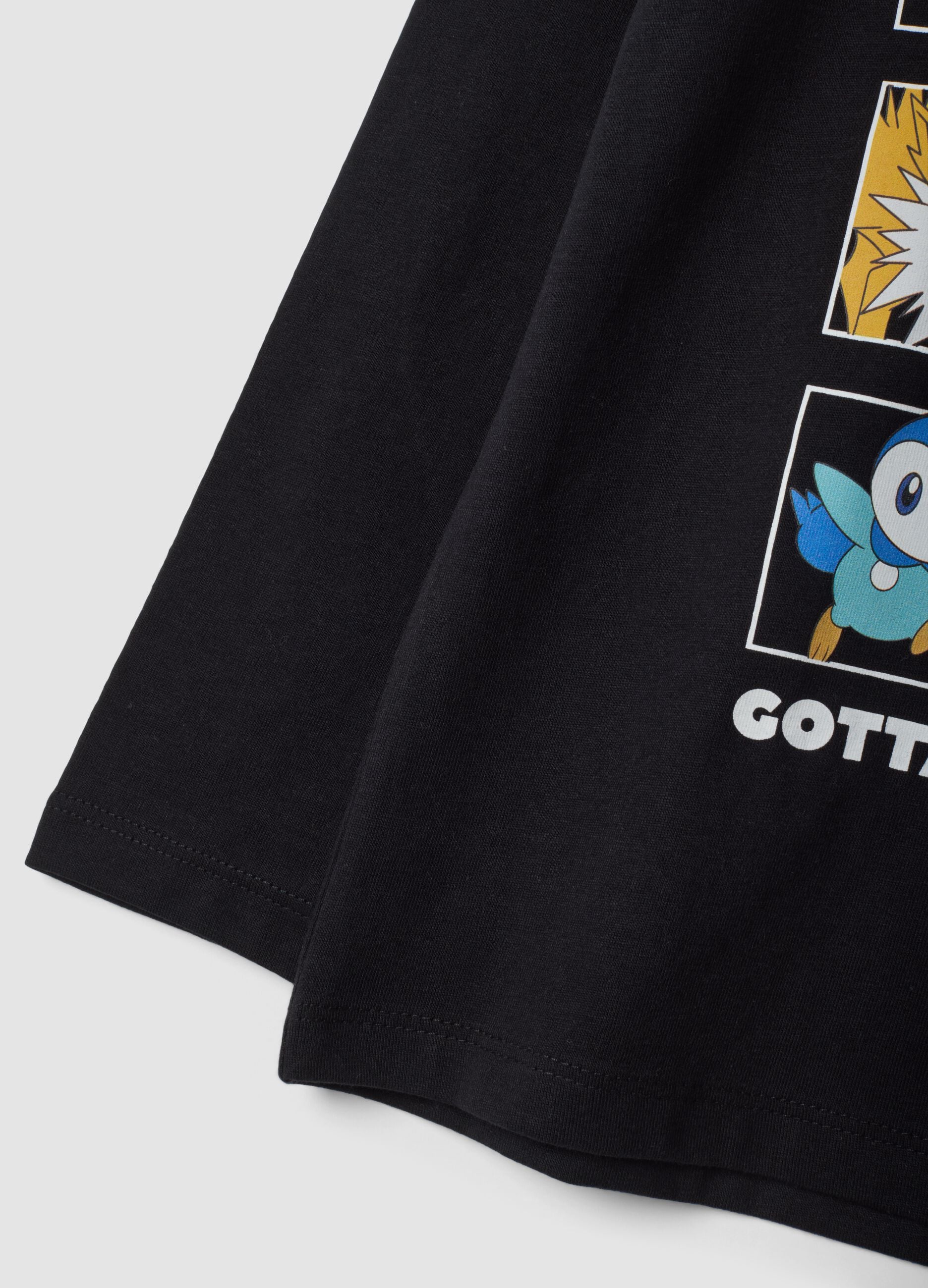 Black pure cotton crew-neck Pok&eacute;mon print T-shirt