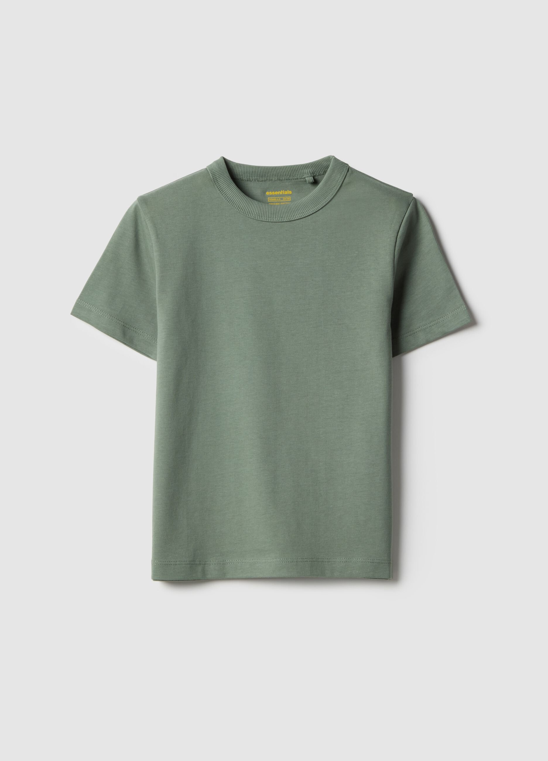 Green crew neck children's t-shirt in pure cotton regular fit