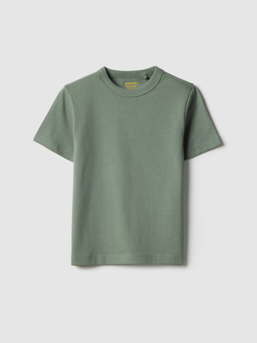 Green crew neck children's t-shirt in pure cotton regular fit_0