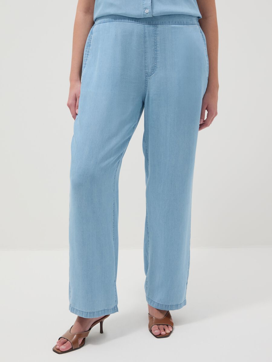 Pantaloni jogger in puro lyocell azzurri regular fit_1