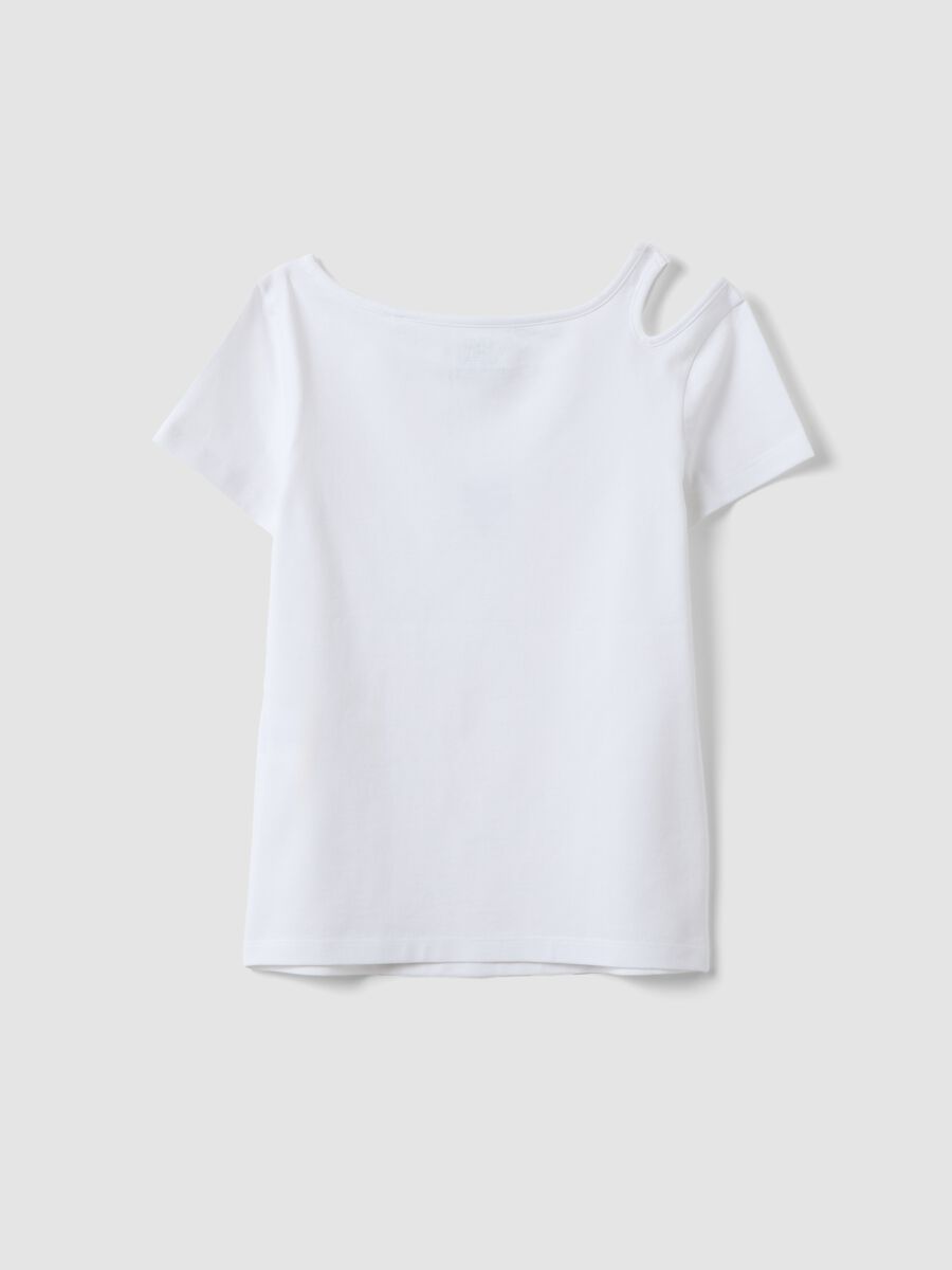 T-shirt in cotone elasticizzato bianca da ragazza slim fit_1