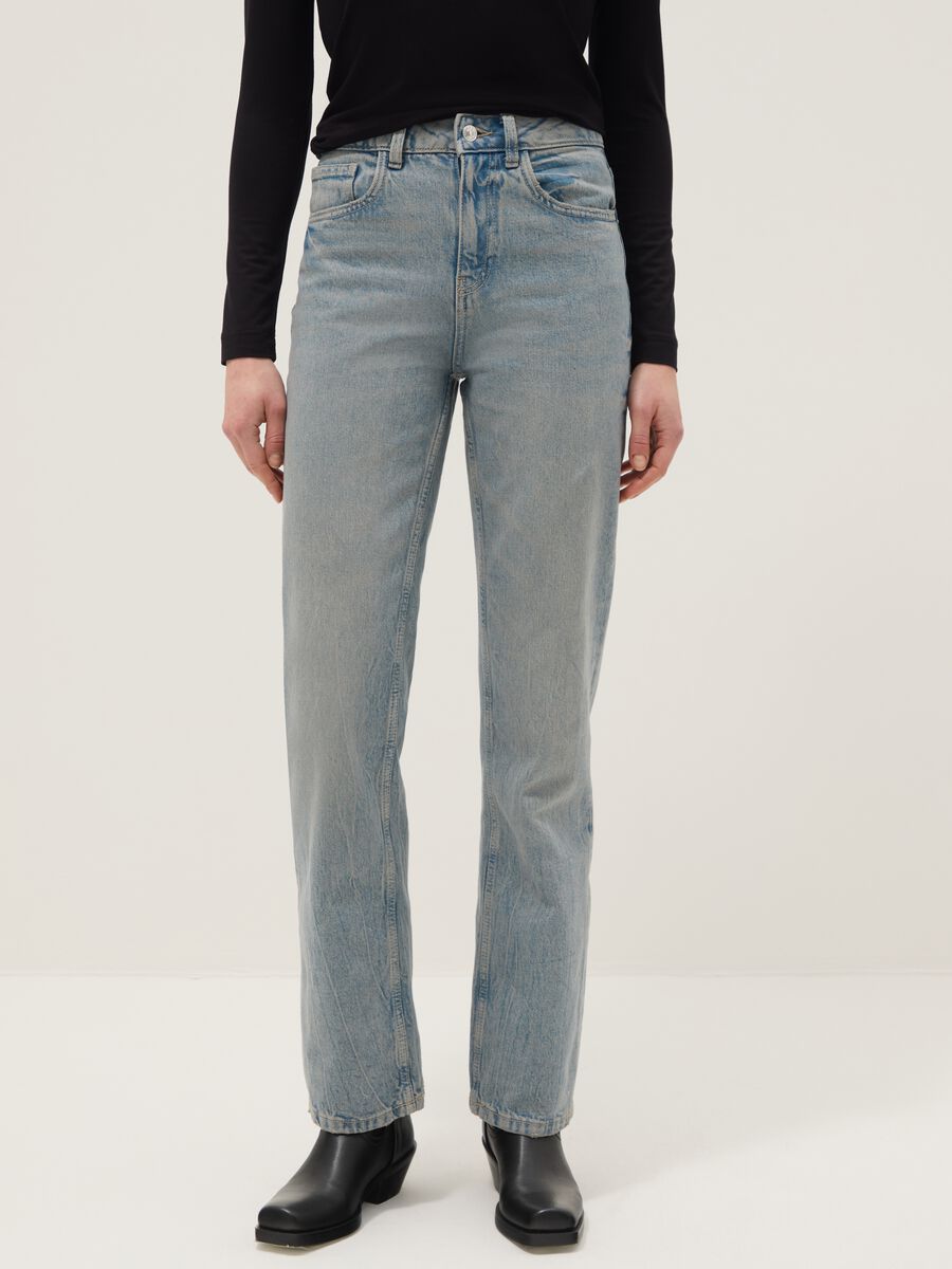 Pure Cotton Blue Straight Fit Jeans_1