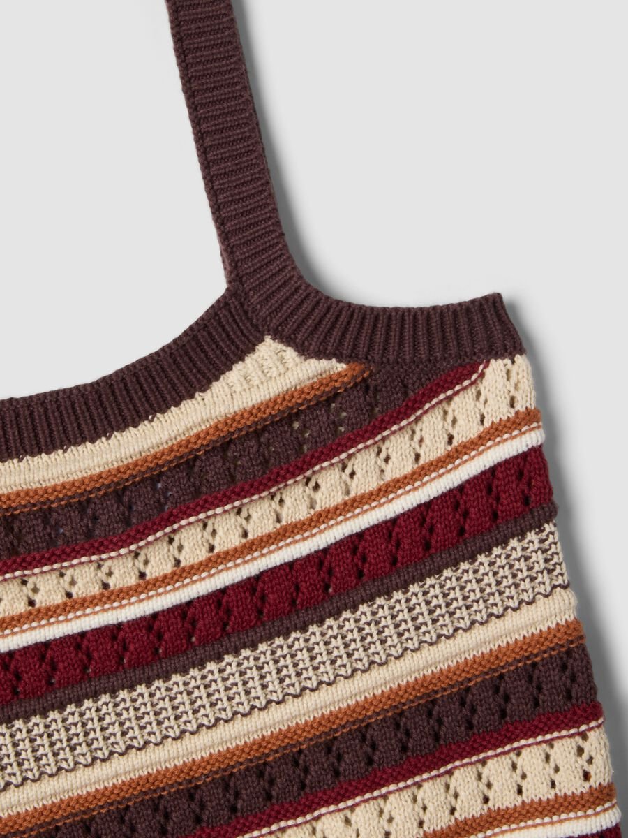 Fitted multicolour striped pure cotton vest with thin straps_1
