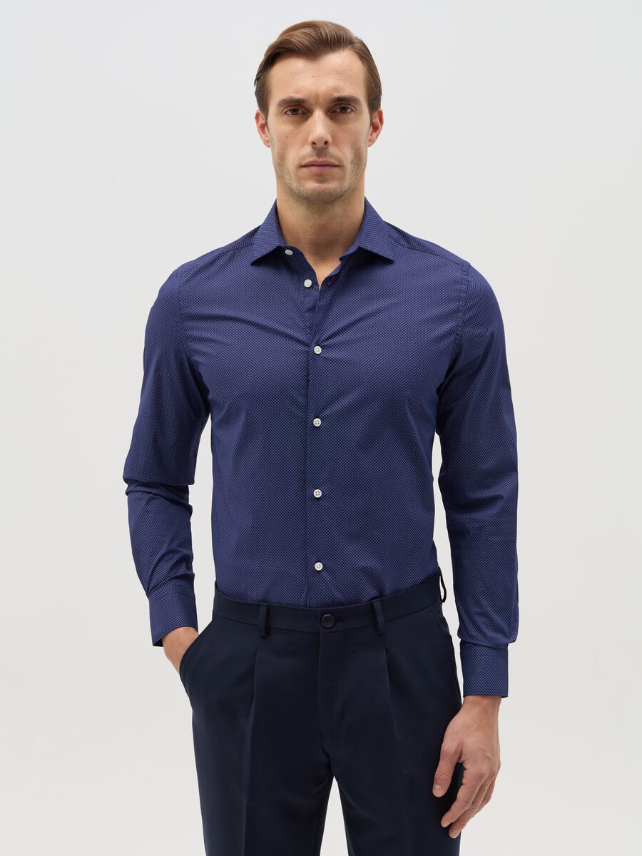 Slim-fit shirt with micro pattern_0