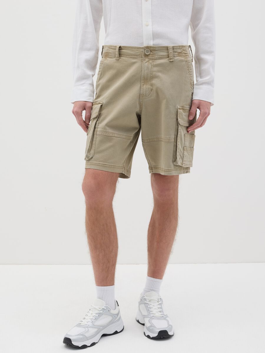 Beige Bermuda shorts in stretch cotton_1