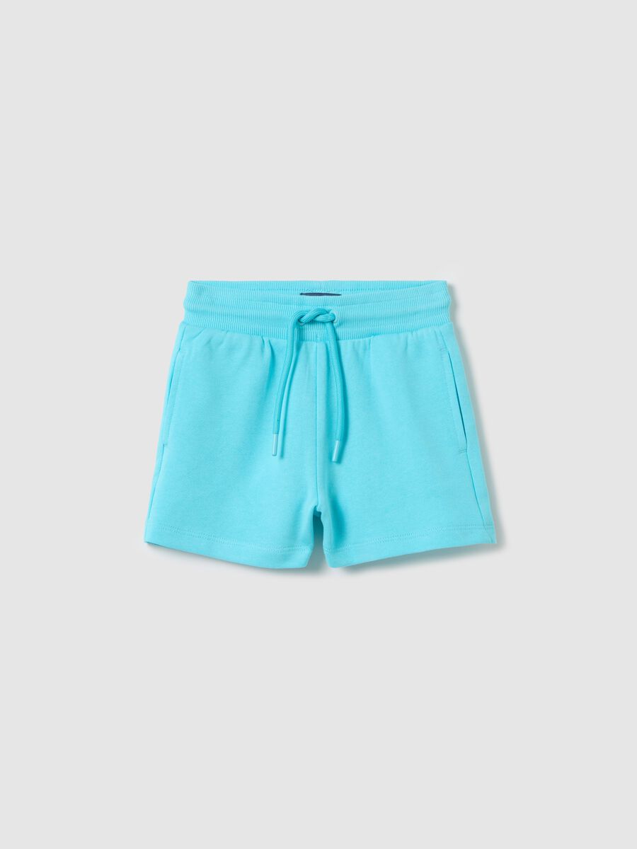 Light blue French terry shorts with drawstring_0