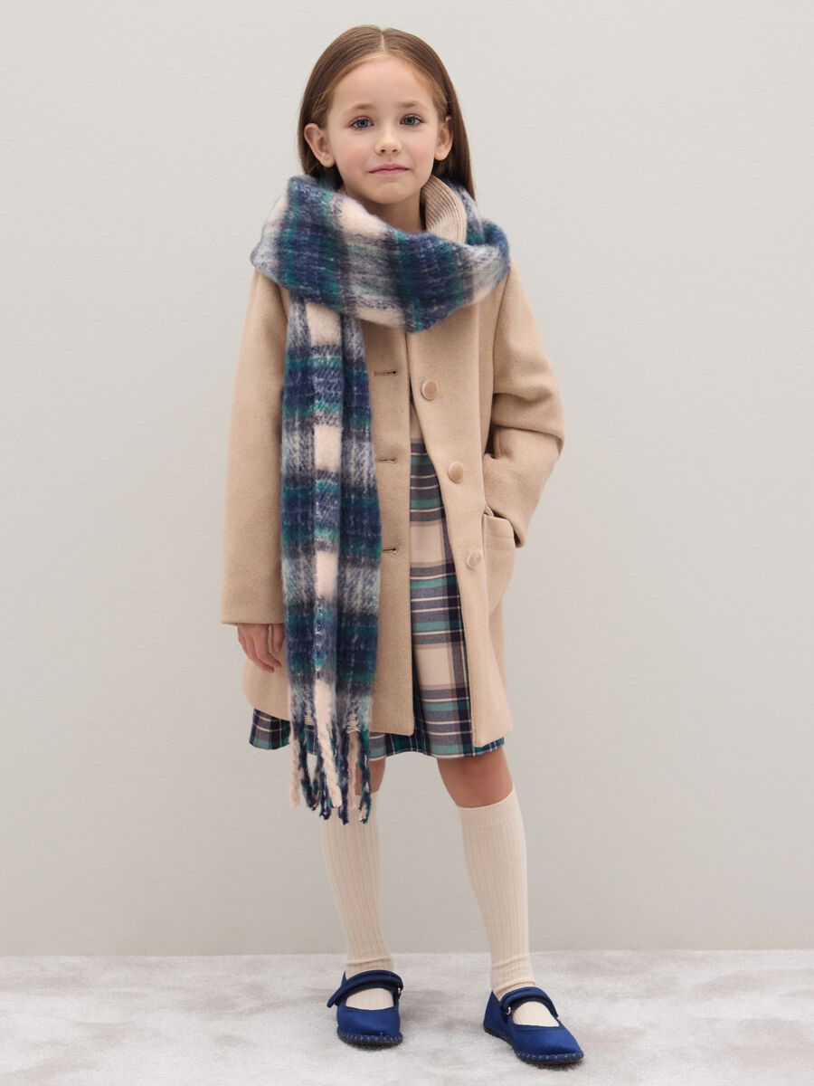 Girls' beige regular fit coat with buttons_0