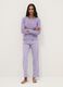 Purple striped pure cotton pyjamas with regular fit and embroidery_0