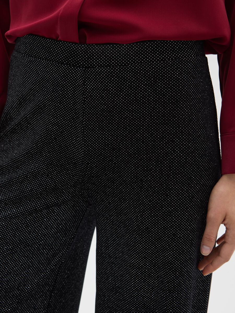 Black wide-leg trousers with glitter_3