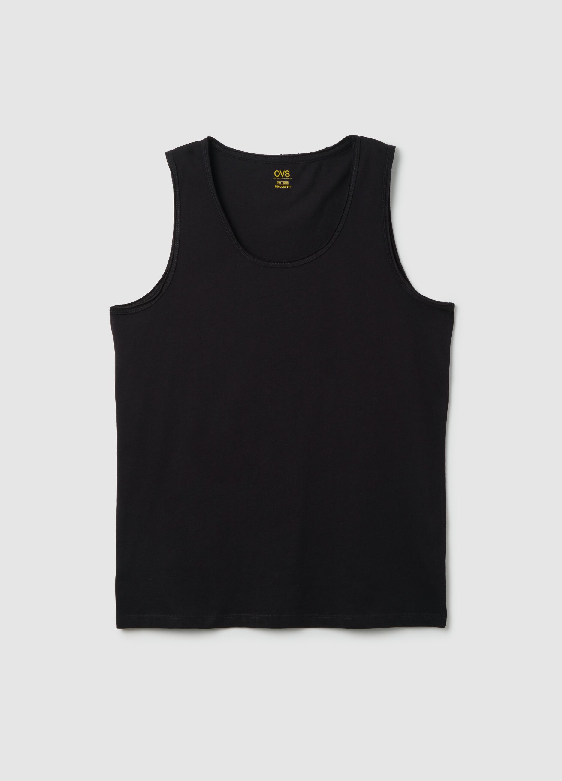 Canotta da uomo in puro cotone nero regular fit