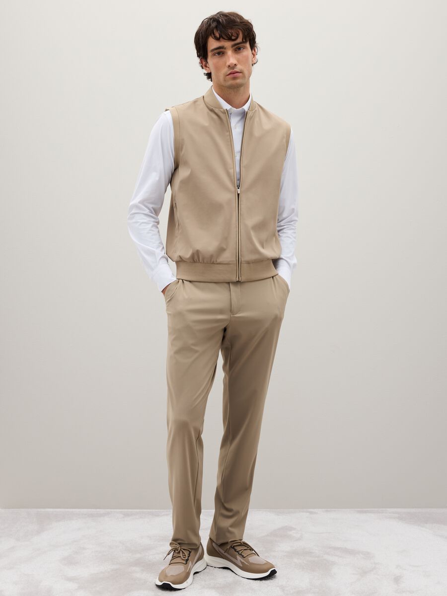 Beige Stretch Fabric Waistcoat_2