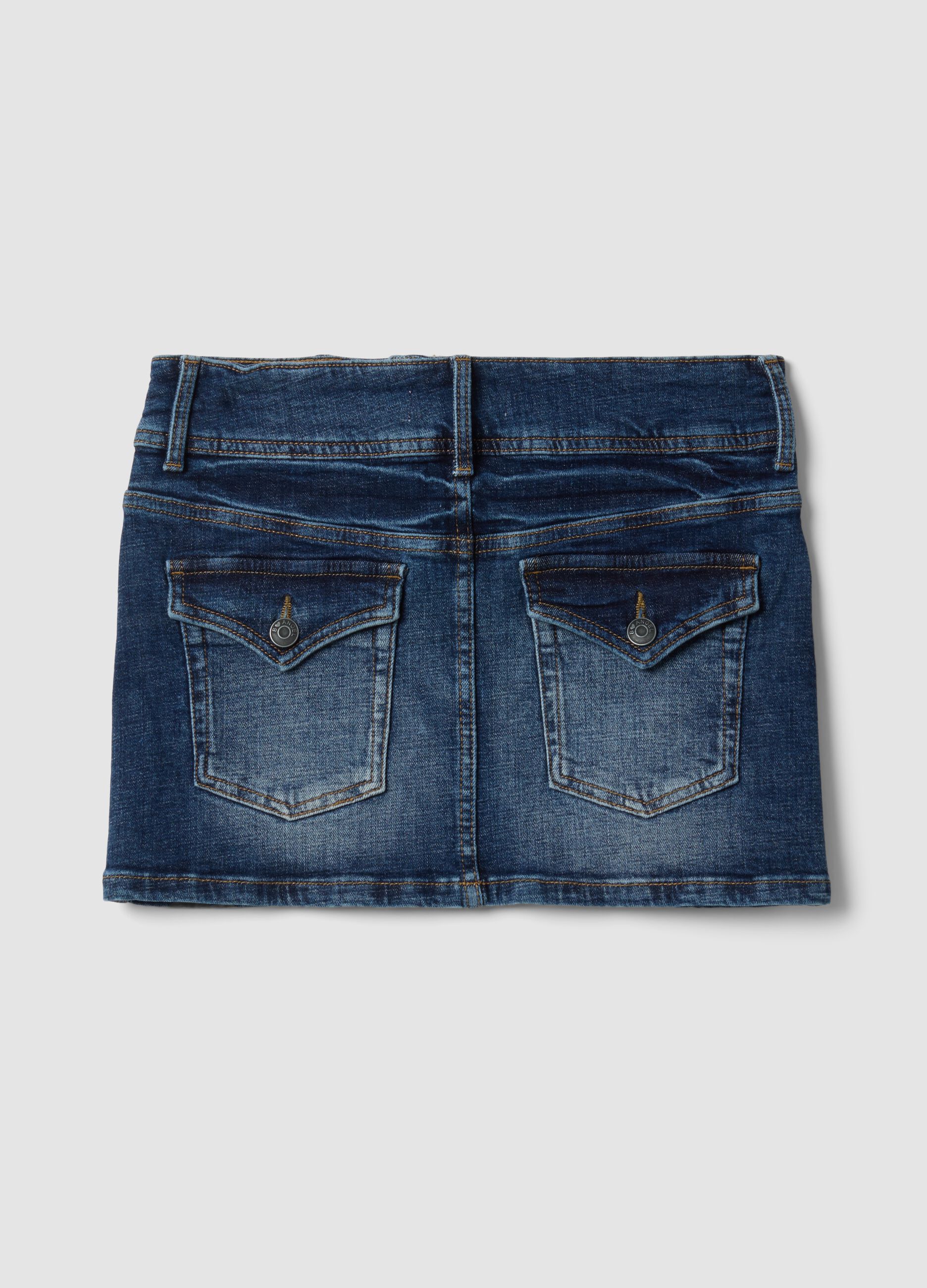 Blue stretch cotton denim mini skirt