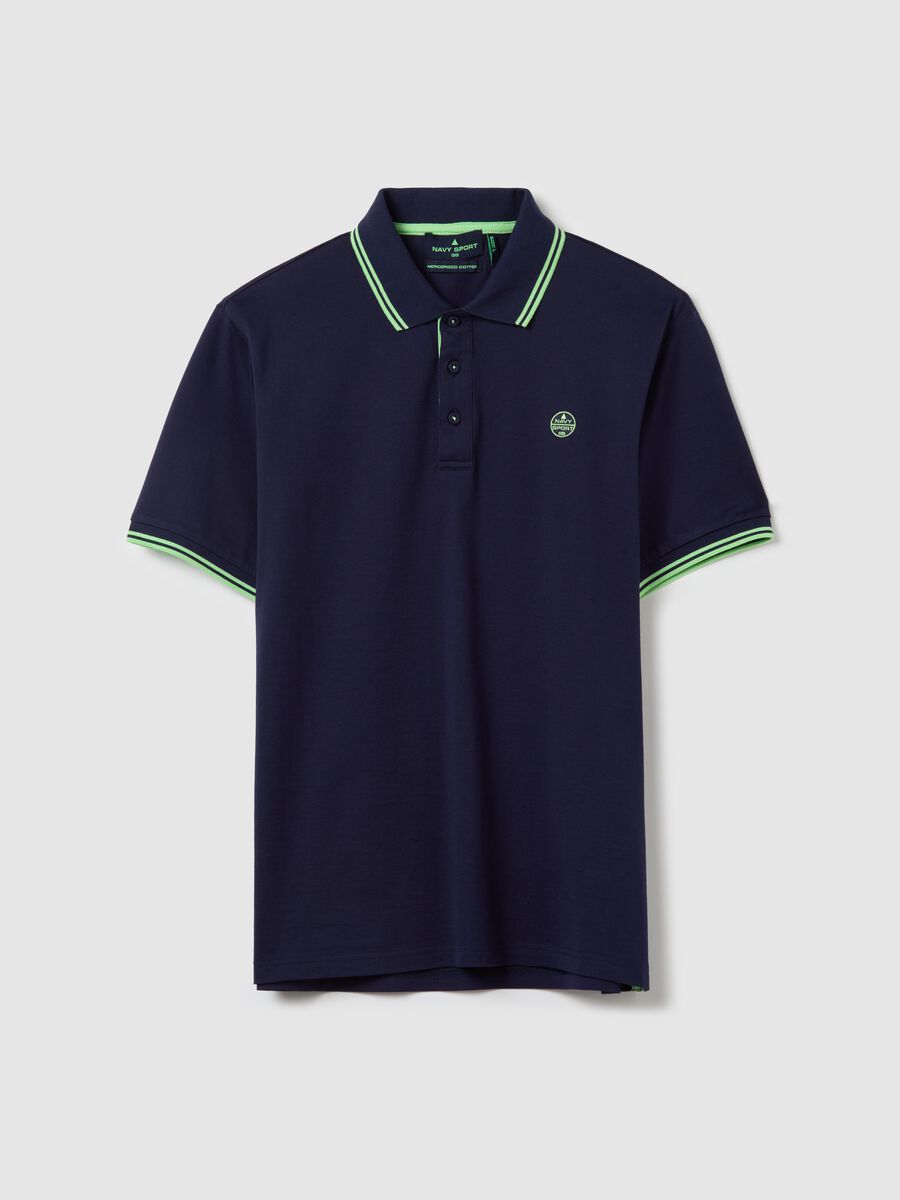 Polo shirt with striped edging and logo embroidery_0