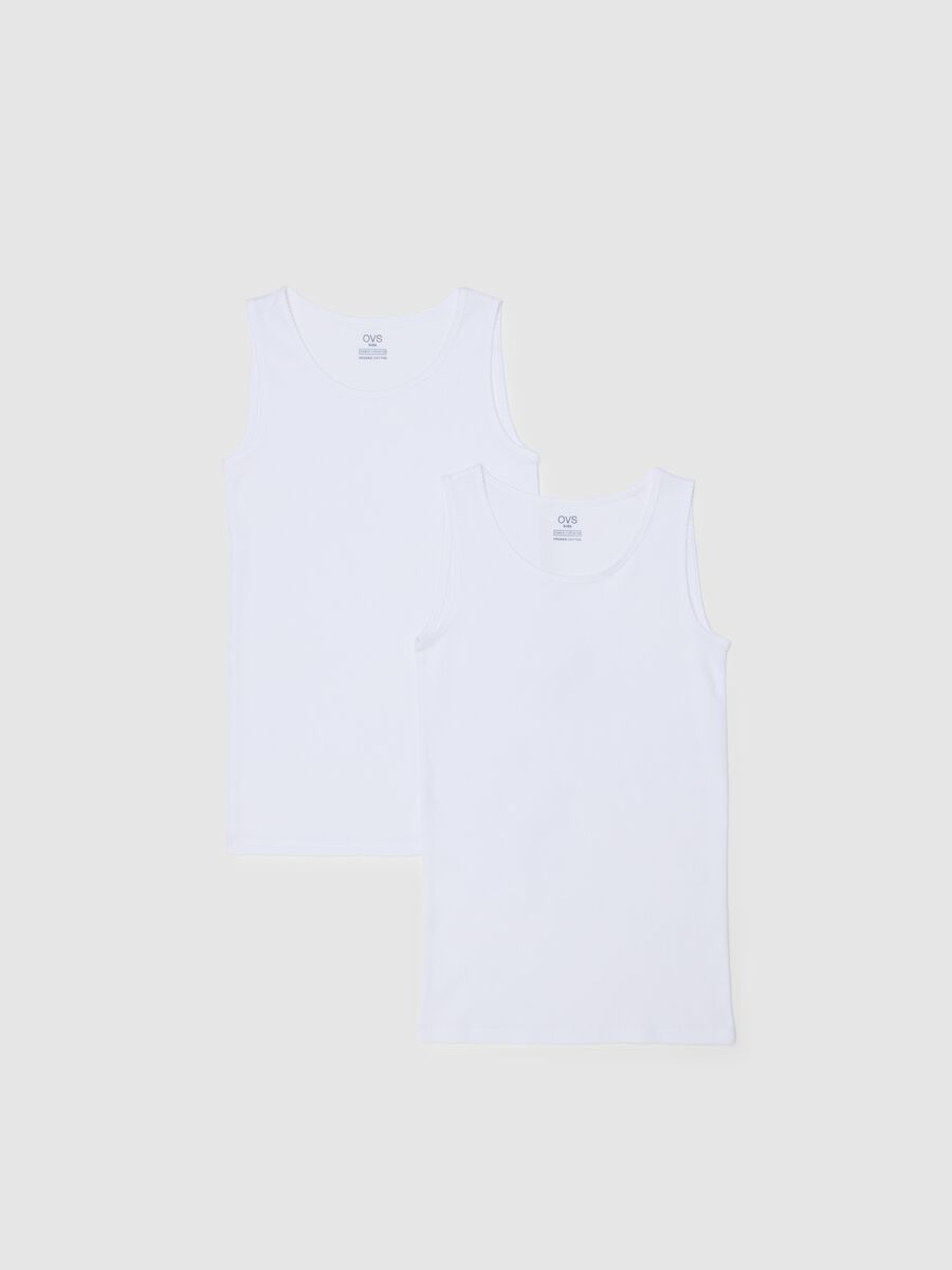 Girls' White Sleeveless T-Shirt Twin Pack in Pure Cotton Regular Fit_0