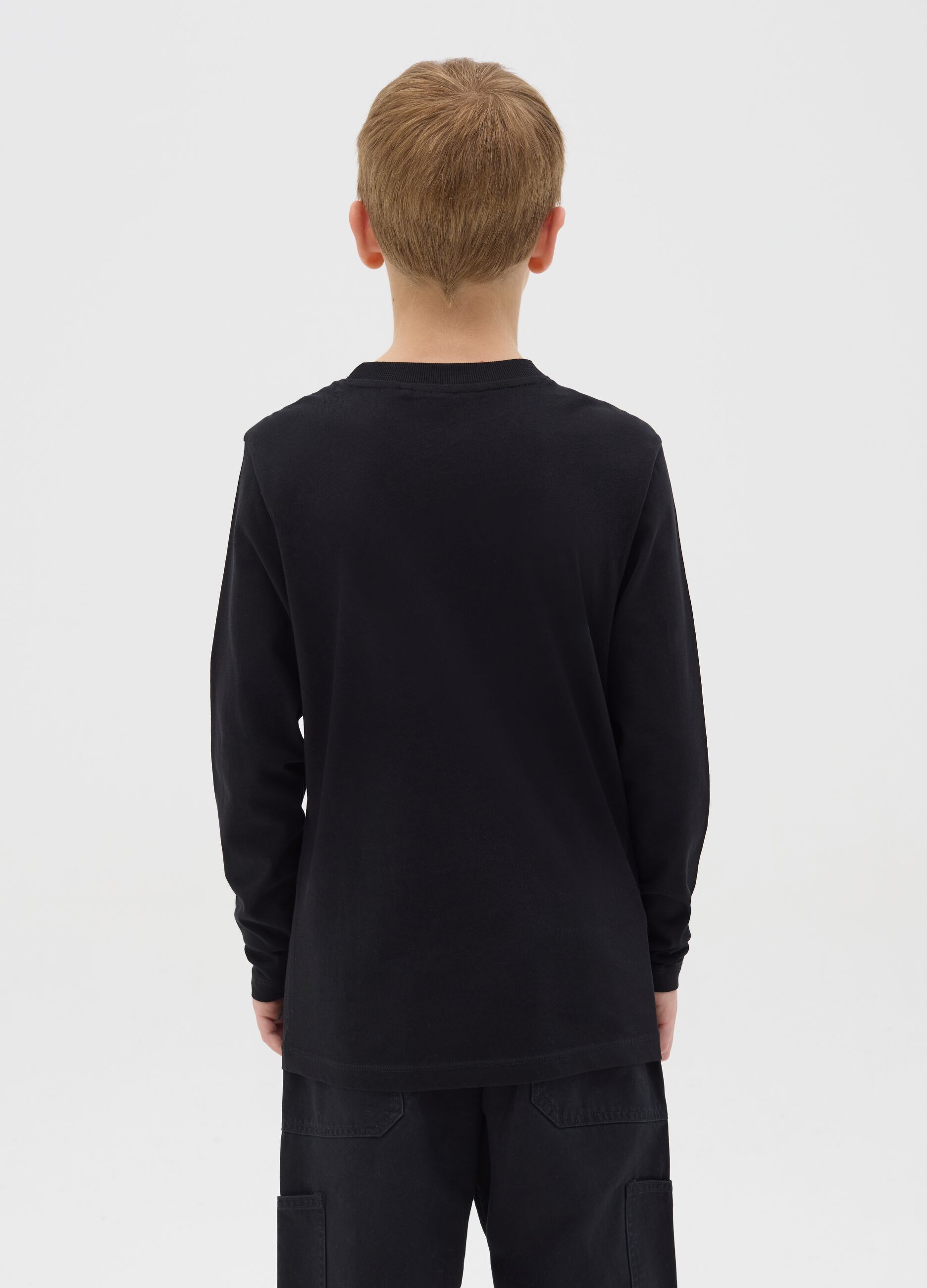 Long-sleeved T-shirt with "Fearless" print