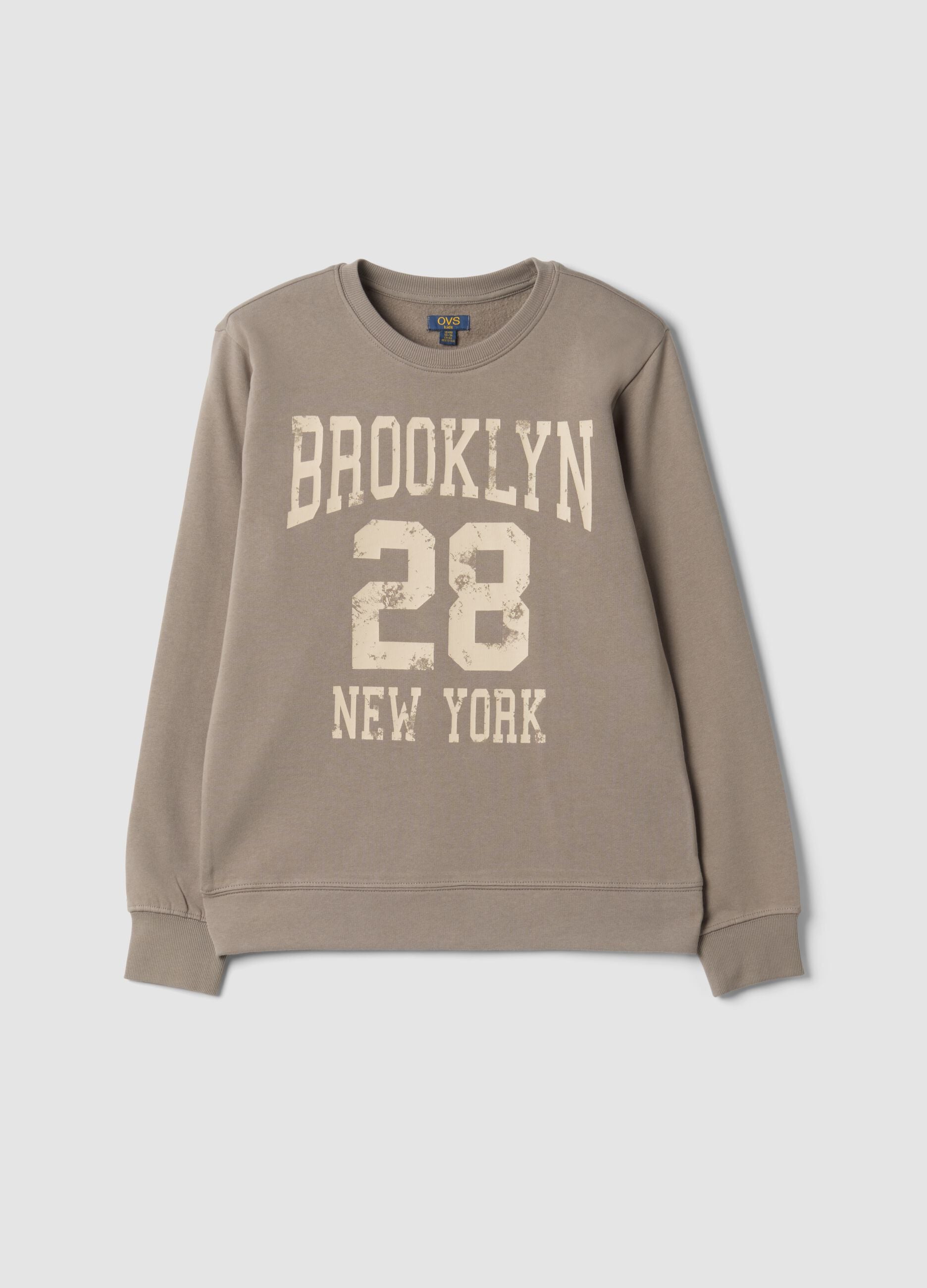 Grey crew-neck sweatshirt in 100% organic cotton